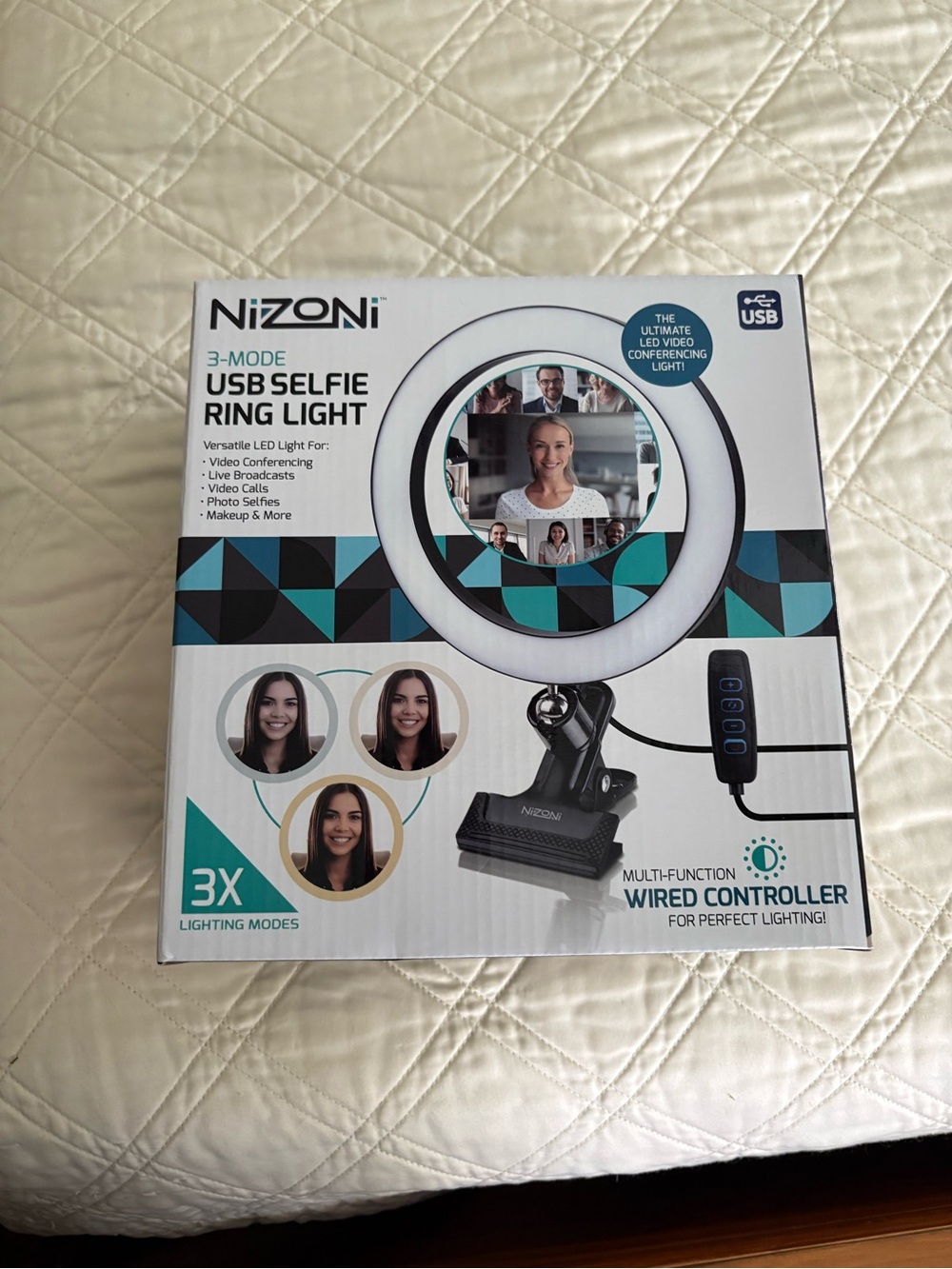 NIZONI USB Selfie Ring Light - White
